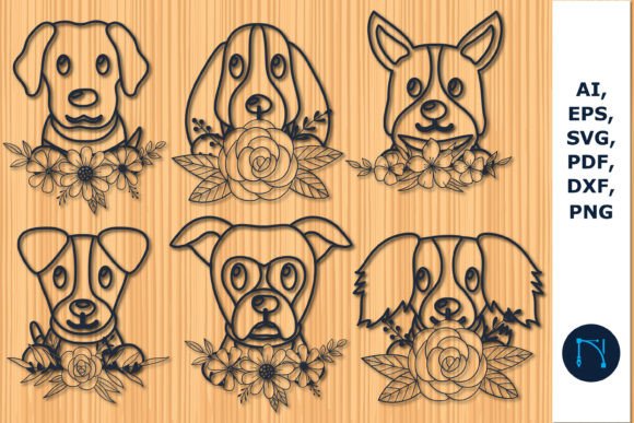 Laser Paper Cut Floral Dog SVG Bundle
